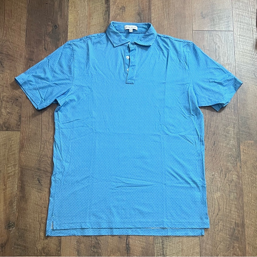 Peter Millar Light Blue Patterned Casual Shirt - image 1